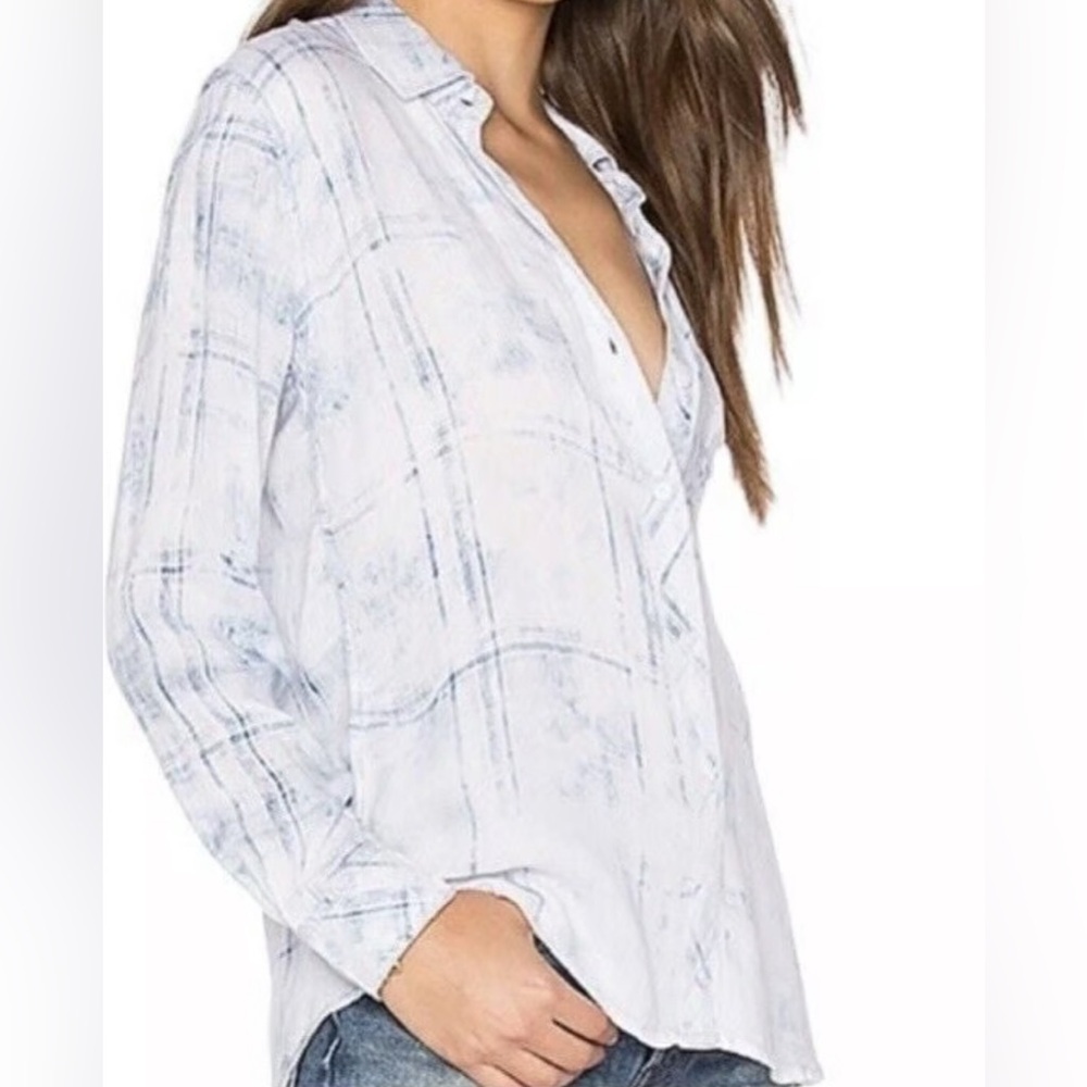 Rails Bleached Dip Blue and White Patterned Button-Up Shirt